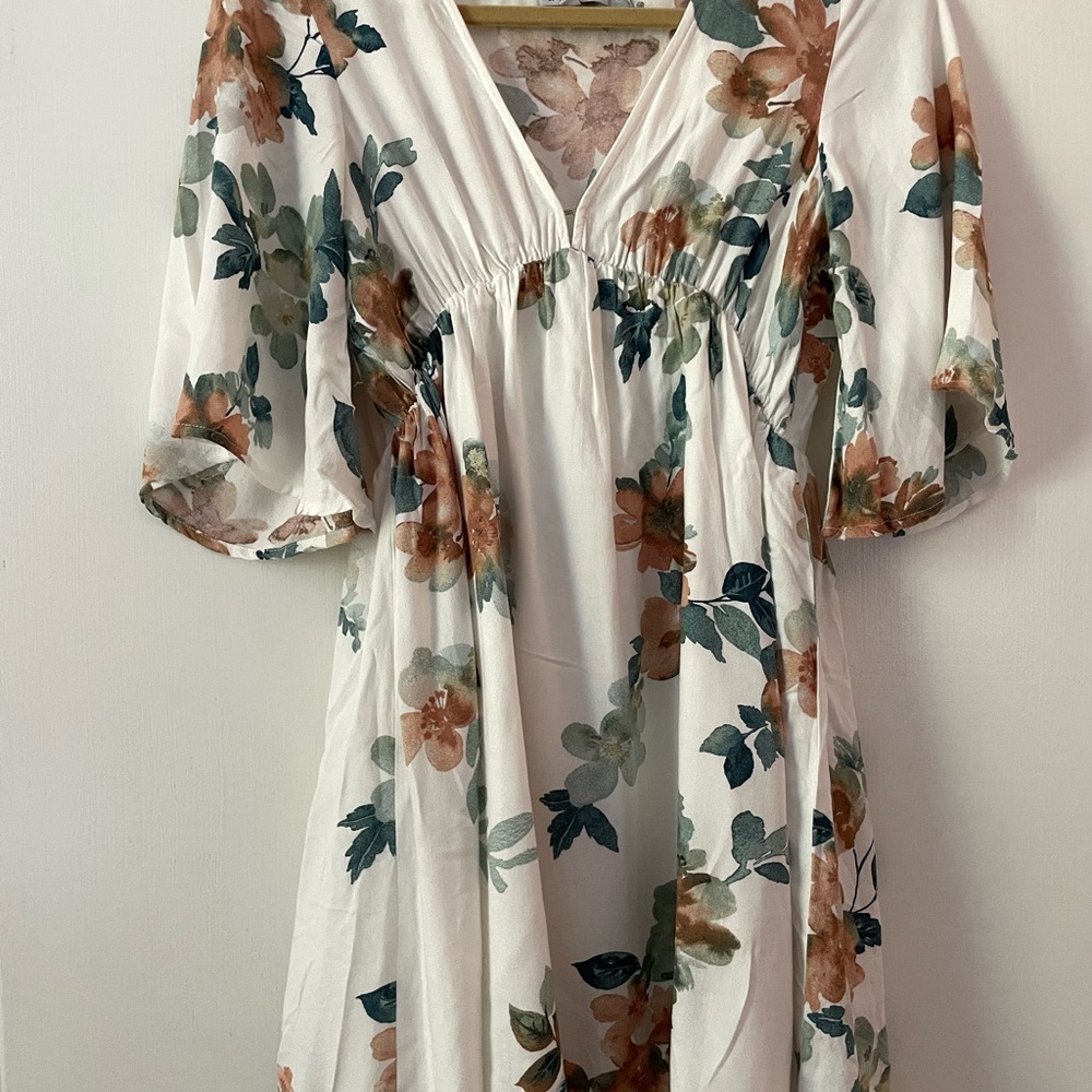 White Birch white and green Floral Dress